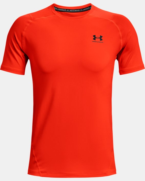 Men's HeatGear® Armour Fitted Short Sleeve, Orange, pdpMainDesktop image number 4
